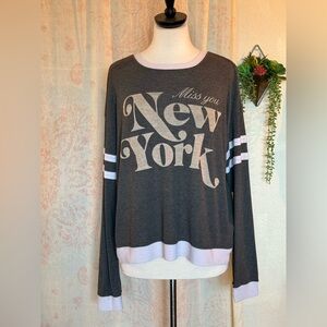 Wildfox ‘Miss You New York’ Cropped Raglan Pullover